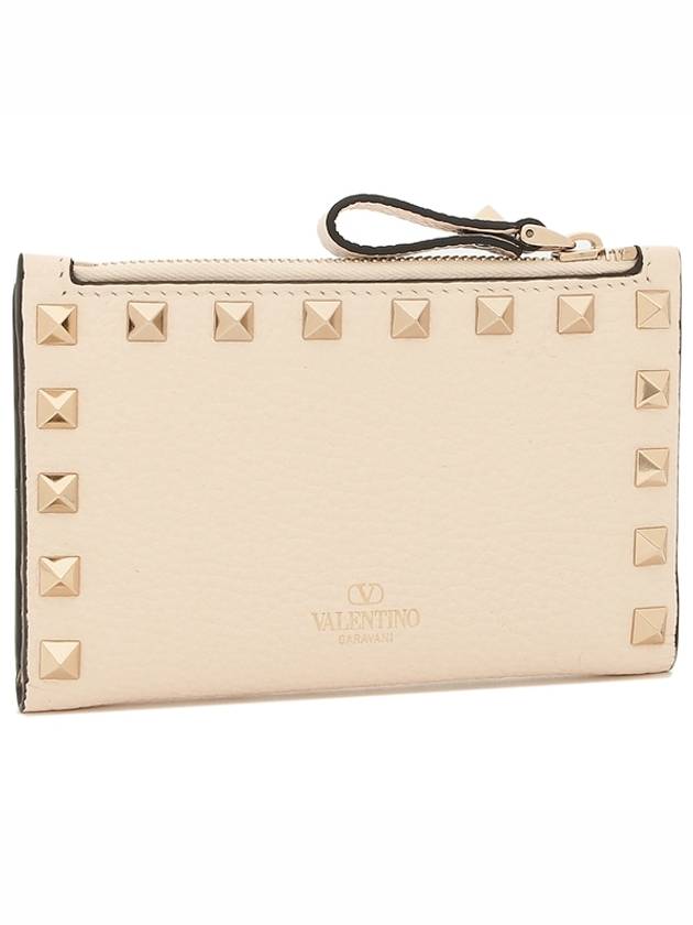 Rockstud Flap Leather Card Wallet Ivory - VALENTINO - BALAAN 2