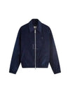 Heart Logo Corduroy Cotton Zip-Up Jacket Navy - AMI - BALAAN 2