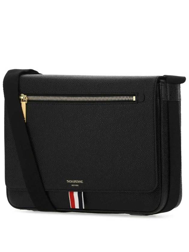 Tonal Strap Leather Reporter Cross Bag Black - THOM BROWNE - BALAAN 3