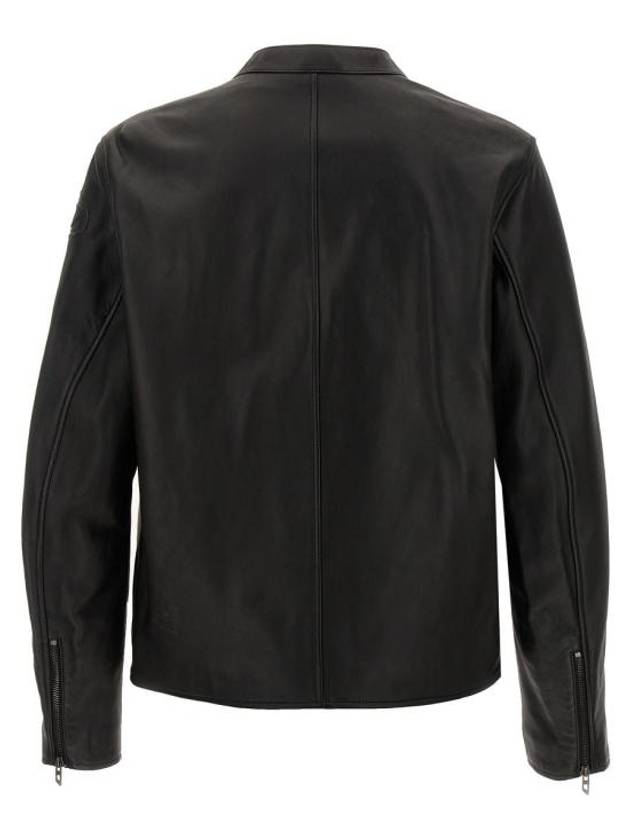 L Carver Embossed Logo Leather Biker Jacket Black - DIESEL - BALAAN 3