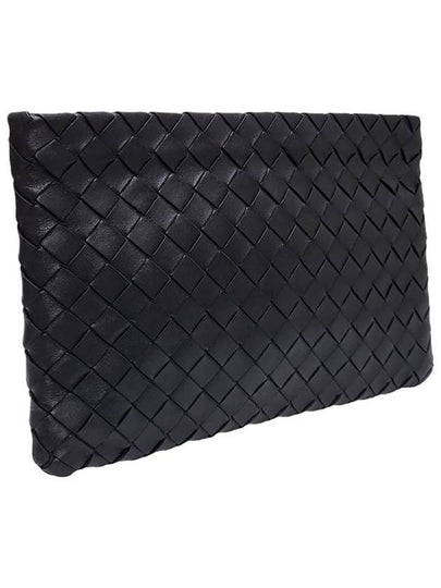 Women s 608232 Black Intrecciato Medium Clutch Bag - BOTTEGA VENETA - BALAAN 2