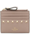 Women's Rockstud Coin Card Wallet Pink - VALENTINO - BALAAN 3