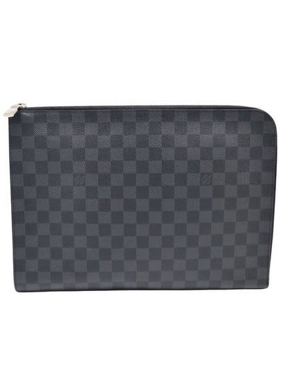 Men s Leather Clutch Bag Gray Louis Vuitton N64437 Damier Graphite Canvas Pochette Jour GM - LOUIS VUITTON - BALAAN 2