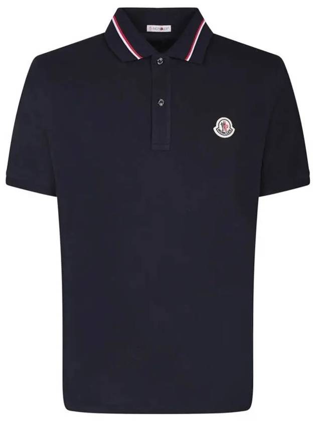 Logo Patch Polo Shirt Dark Blue - MONCLER - BALAAN 2