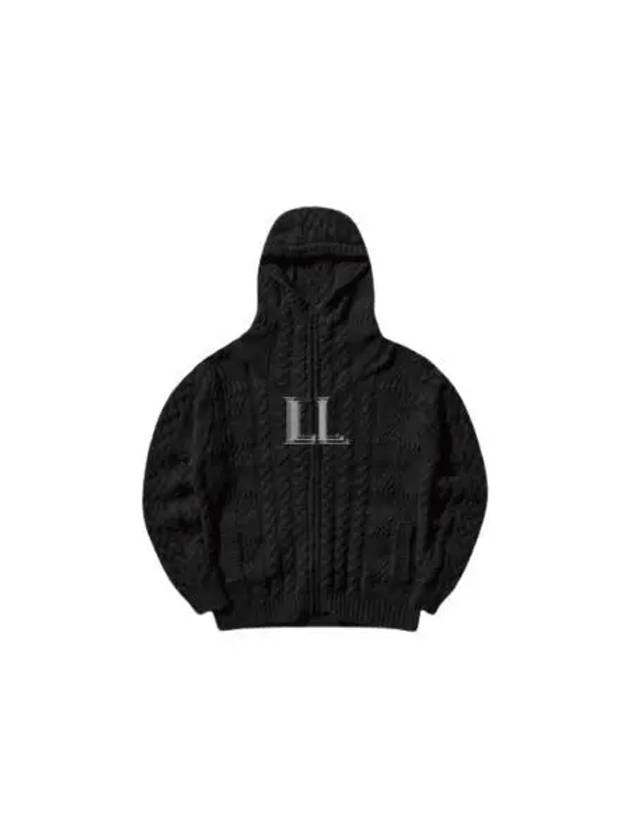 Lambswool Crewneck Logo Knit Cardigan Black - CP COMPANY - BALAAN 2