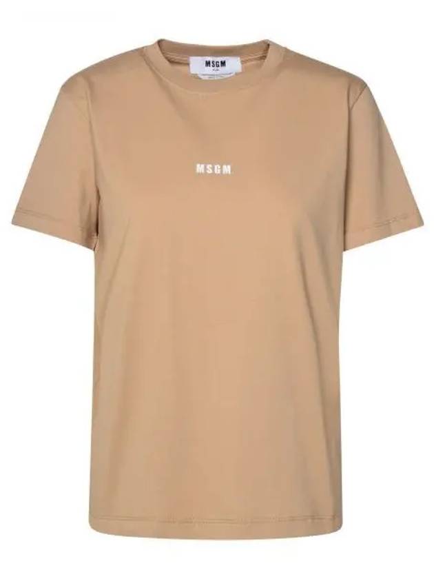 Micro Logo Short Sleeve T-Shirt Beige - MSGM - BALAAN 2