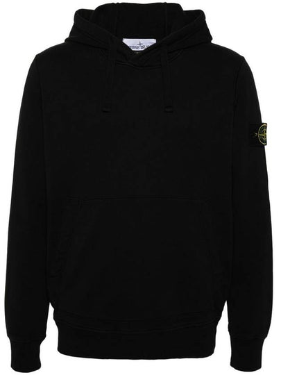 6100045 Organic Cotton Fleece Drawstring Hoodie Black - STONE ISLAND - BALAAN 2