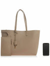 East West Shopper Tote Bag Dark Beige - SAINT LAURENT - BALAAN 7