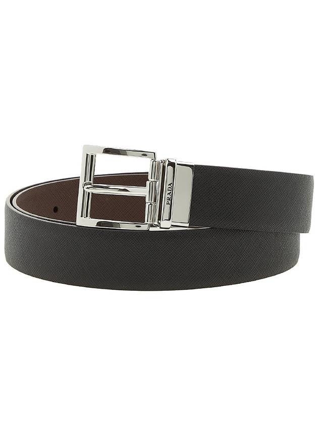 Two-Tone Reversible Saffiano Belt Black Brown - PRADA - BALAAN 2