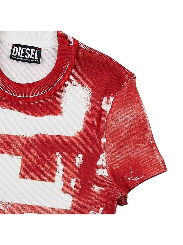 T-Skinzy Distressed Short Sleeve T-Shirt Red - DIESEL - BALAAN 4