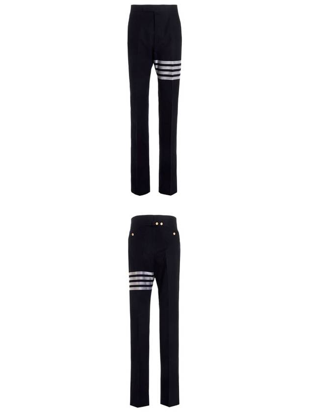 4 Bar Engineered Cotton Straight Pants Navy - THOM BROWNE - BALAAN 5