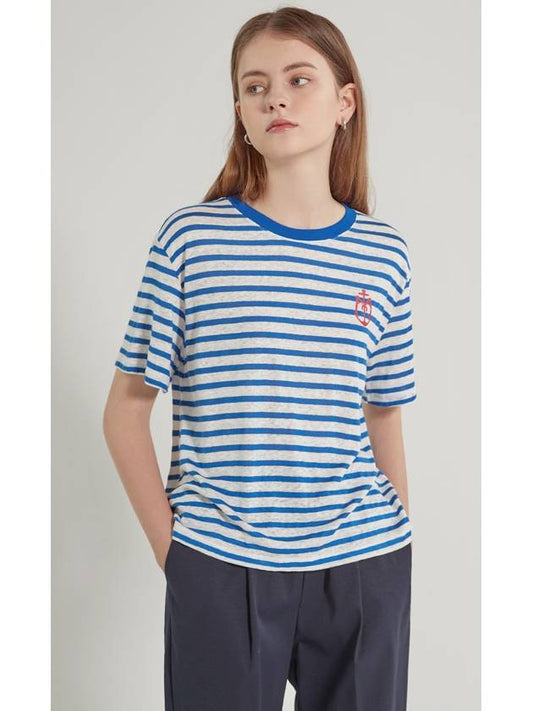 Sailor linen striped basic short sleeve tshirt_blue - ARIFF - BALAAN 1