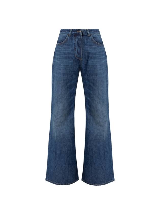 Women's Washed Mid-Rise Flare Denim Jeans Blue - BOTTEGA VENETA - BALAAN.