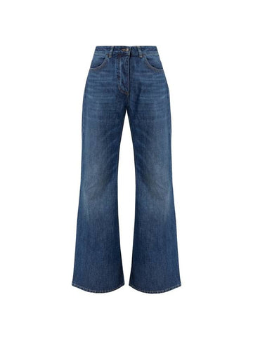 Women's Washed Mid-Rise Flare Denim Jeans Blue - BOTTEGA VENETA - BALAAN.