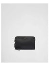 Triangle Logo Saffiano Leather Clutch Bag Black - PRADA - BALAAN 2