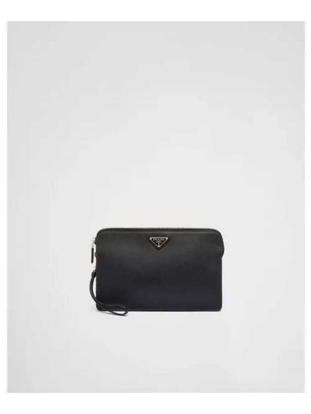 Triangle Logo Saffiano Leather Clutch Bag Black - PRADA - BALAAN 2