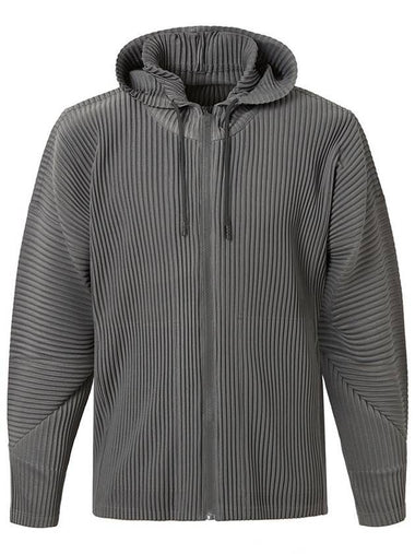 Two Way Pleated Zip Up Hoodie Grey - MONPLISSE - BALAAN 1