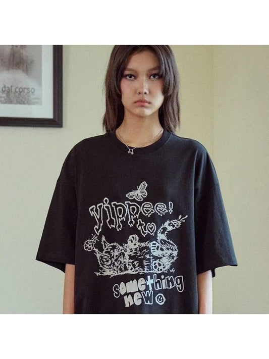 Yeppi Cat Short Sleeve T Shirt Black - CPGN STUDIO - BALAAN 1