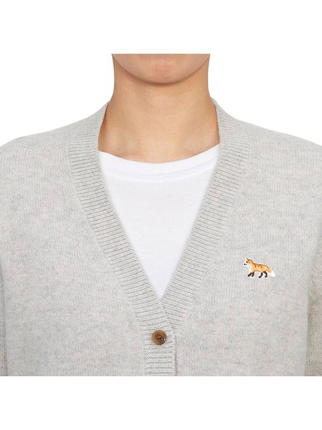 Baby Fox Patch Boxy Cardigan Light Grey Melange - MAISON KITSUNE - BALAAN 6