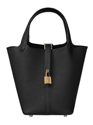 Picotin Rock 18 Tote Bag Black Gold - HERMES - BALAAN 1