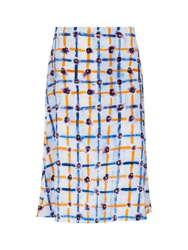 Flower check flare skirt light blue - MARNI - BALAAN 1