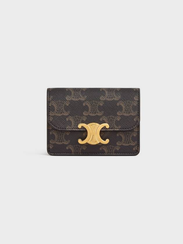 Triomphe Canvas Flap Card Holder Tan Brown - CELINE - BALAAN 2