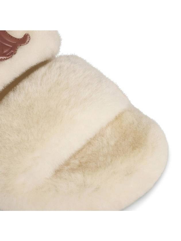 Triomphe Shearling Fur Slippers Brown Beige - CELINE - BALAAN 5