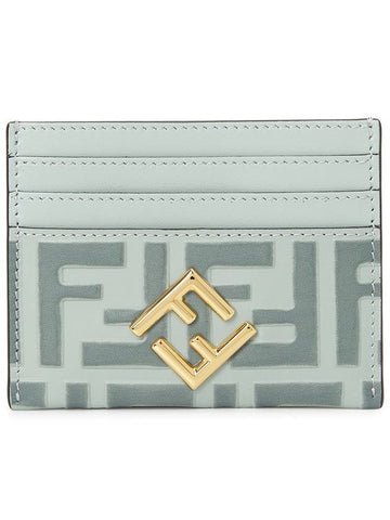 FF Diamonds Leather Card Wallet Light Blue - FENDI - BALAAN 1