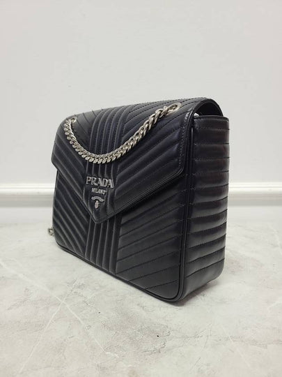 Black Diagram Soft Chain Shoulder Bag - PRADA - BALAAN 2