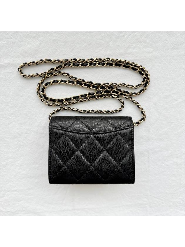 Classic Chain Mini Bag Grained Shiny Calfskin Gold Metal Black - CHANEL - BALAAN 9