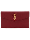 Uptown Grain de Poudre Embossed Leather Clutch Bag Red - SAINT LAURENT - BALAAN 3