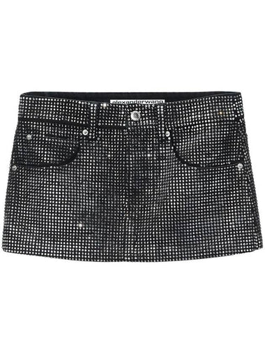 Alexander Wang Mini Skirt All Over Distressed Crystal Clothing - ALEXANDER WANG - BALAAN 1