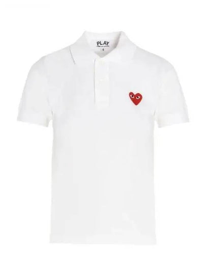 Red Heart Wappen Polo Shirt P1 T006 5 White - COMME DES GARCONS - BALAAN 2