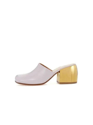 Round Block Heel Leather Mule Light Purple - DRIES VAN NOTEN - BALAAN 1