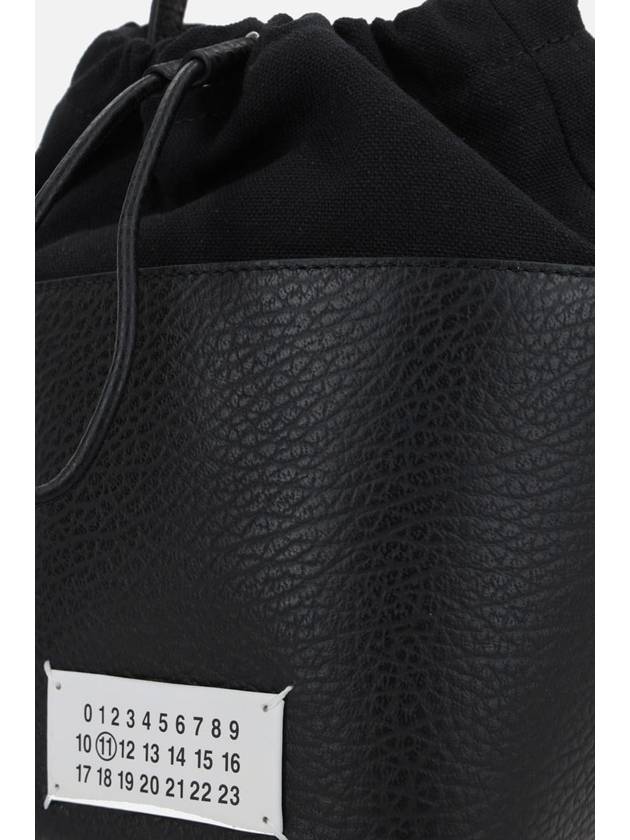 5AC Number Logo Texture Leather Bucket Bag Black - MAISON MARGIELA - BALAAN 5