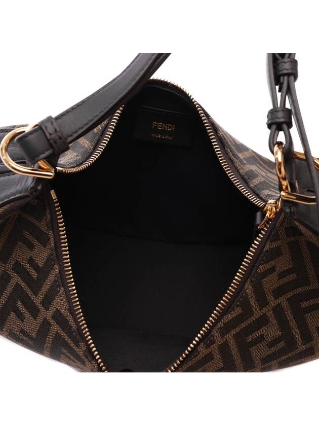 Fendigraphy FF Logo Small Fabric Hobo Shoulder Bag Brown - FENDI - BALAAN 7