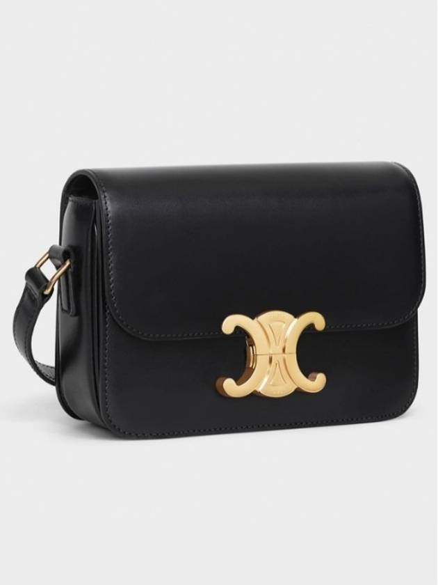 Triomphe Small Shiny Calfskin Cross Bag Black - CELINE - BALAAN 3