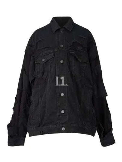 Unity Sports Icon Patchwork Denim Jacket Black - BALENCIAGA - BALAAN 2