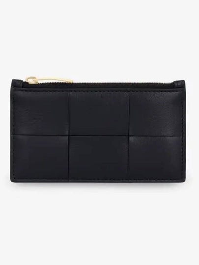 Cassette Intrecciato Zipper Leather Card Wallet Black - BOTTEGA VENETA - BALAAN 2