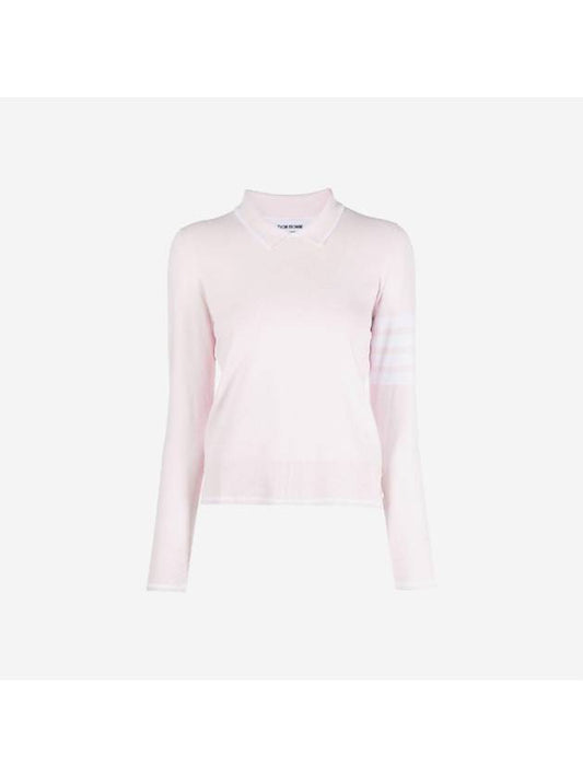 Women's Tipping Jersey Viscose Knit Top Pink - THOM BROWNE - BALAAN