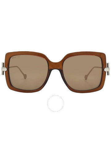 Salvatore Ferragamo Brown Square Ladies Sunglasses SF913S 210 55 - SALVATORE FERRAGAMO - BALAAN 1