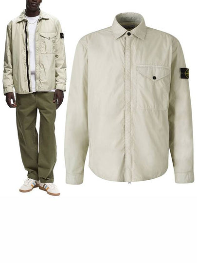 Logo Patch Zip Up Jacket Beige - STONE ISLAND - BALAAN 2