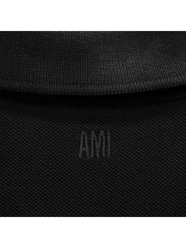 Heart Logo Polo Shirt Black - AMI - BALAAN 8