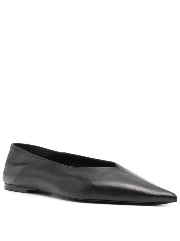 Point Toe Leather Flats Black - SAINT LAURENT - BALAAN 7