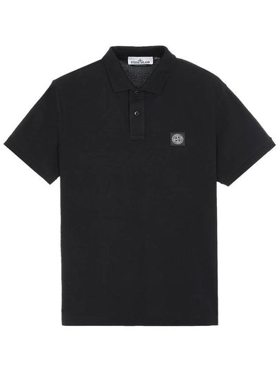 Men's Logo Patch Polo Shirt Black - STONE ISLAND - BALAAN 2