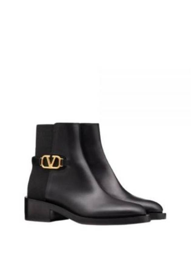 V Logo Signature Round Toe Middle Boots Black - VALENTINO - BALAAN 3