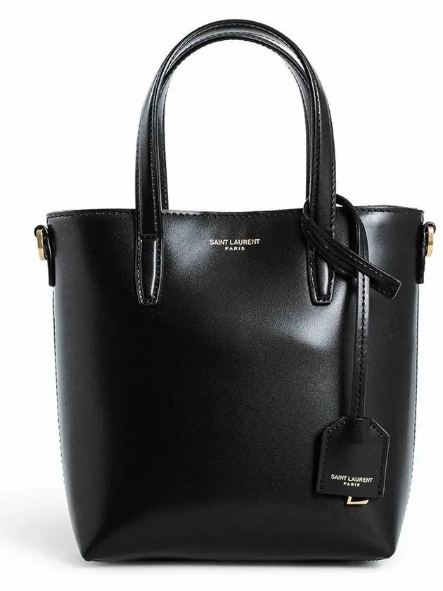 Toy Small Leather Shopping Box Tote Bag Black - SAINT LAURENT - BALAAN 3