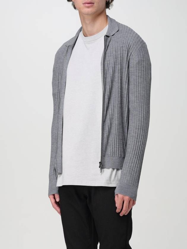 Cardigan Emporio Armani in lana e cotone a coste - EMPORIO ARMANI - BALAAN 3