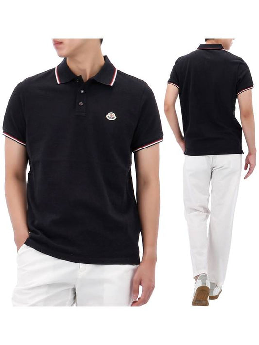 Logo Patch Polo Shirt Dark Blue - MONCLER - BALAAN 2