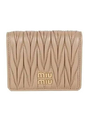 Matelasse Leather Half Wallet Beige - MIU MIU - BALAAN 1